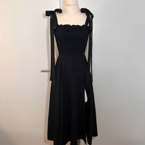 HOUSE OF CB Black Spring Summer Midi Dress with Straps and Slit